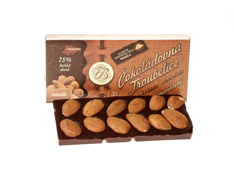 Čokoláda hořká 75% s mandlemi, 55 g 