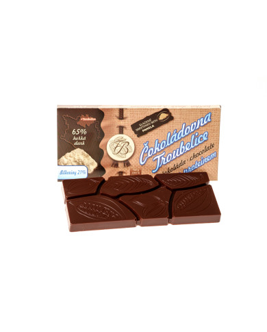 Čokoláda hořká 65% s PROTEINEM, 45 g, Čokoládovna Troubelice