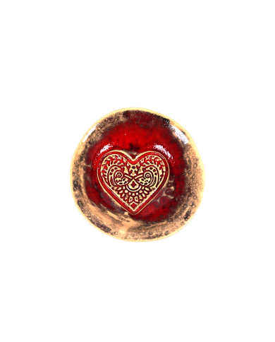 Keramická miska - červená srdce (lesklá)
