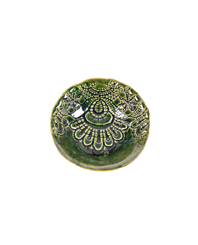 Keramická miska - zelená vzor lastura (lesklá)