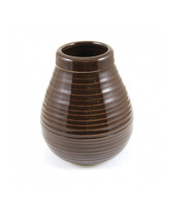 Kalabasa keramická tmavě hnědá, vroubek - lesklá