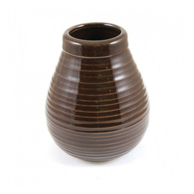 Kalabasa keramická tmavě hnědá, vroubek - lesklá