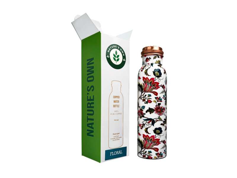 Měděná láhev na vodu vzor Květinový, 950 ml, Nature's Own