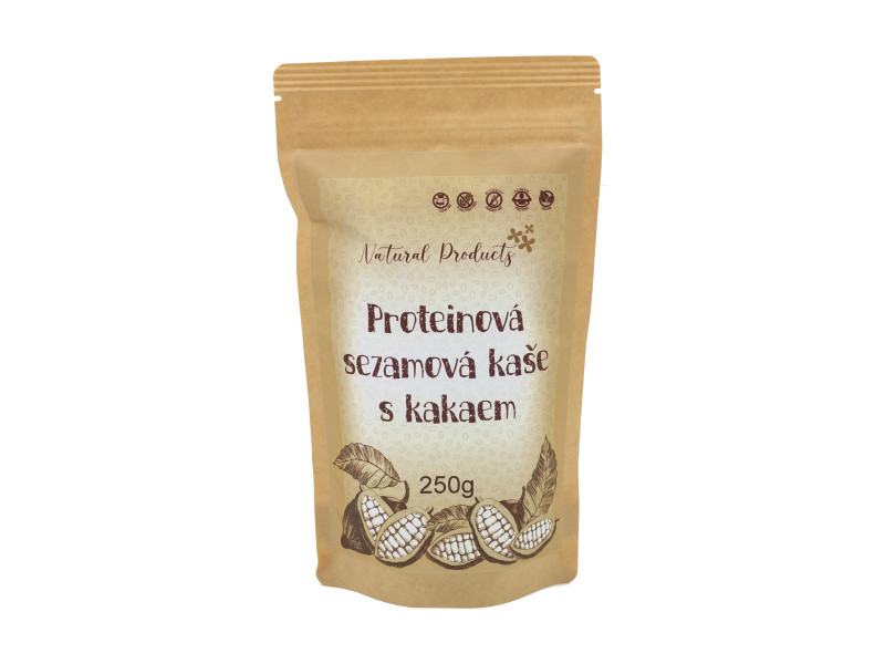 RAW Proteinová sezamová kaše s kakaem, 250 g, Natural Products