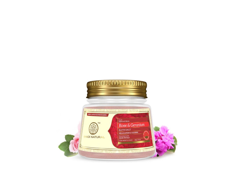Sůl do koupele Růže & Geranium, 200 g, Khadi Natural
