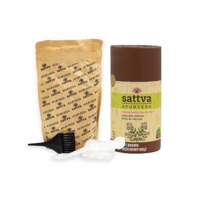 Henna na vlasy - Oříškově Hnědá, 150 g, Sattva
