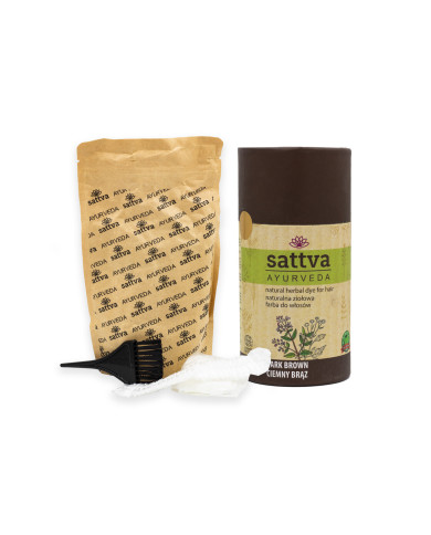 Henna na vlasy - Tmavě Hnědá, 150 g, Sattva