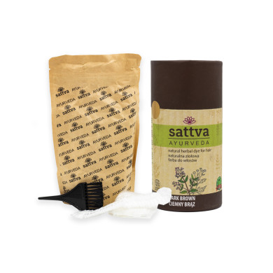 Henna na vlasy - Tmavě Hnědá, 150 g, Sattva