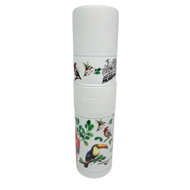 Pajarito Thermos metalic 750 ml, white with birds