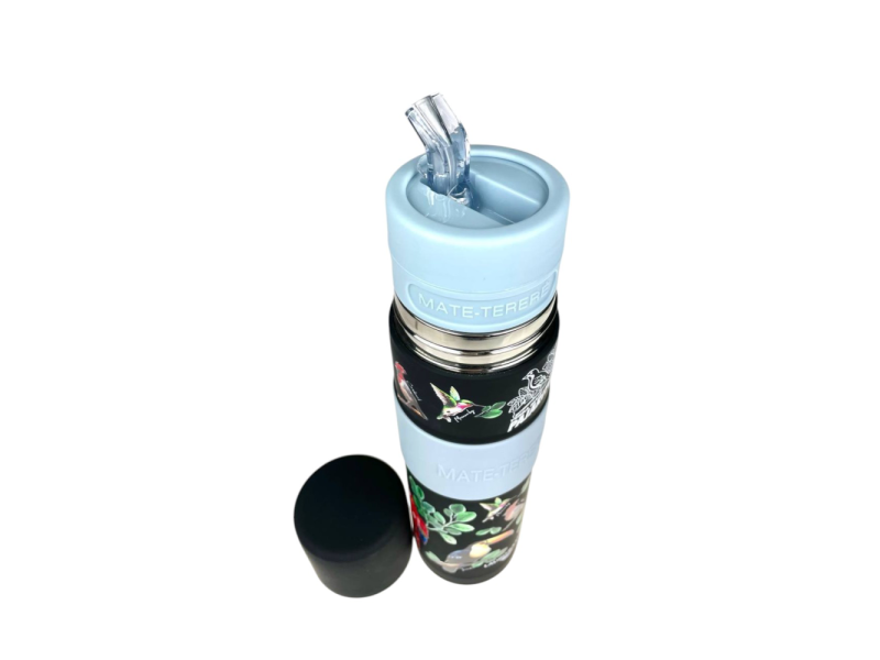 Pajarito Thermos metalic 750 ml, black with birds